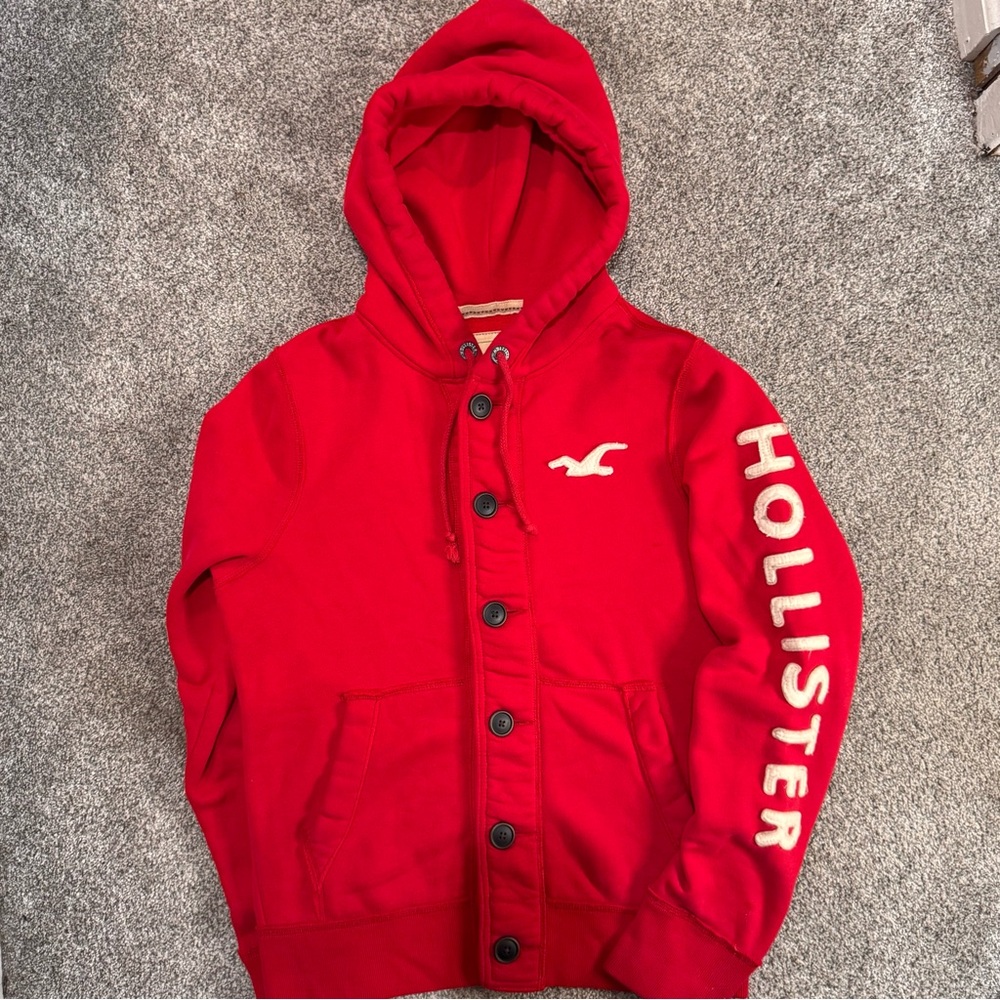 Hollister Button Red Hoodie
